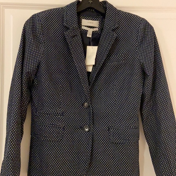 NWT JCrew Navy polka dot Schoolboy Blazer, size 0 - Picture 3 of 10